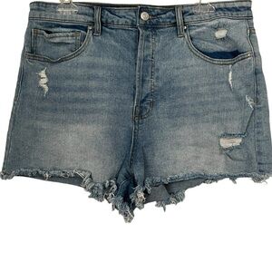 Indigo Rising Distressed Raw Hem Denim Shorts Size 15/16